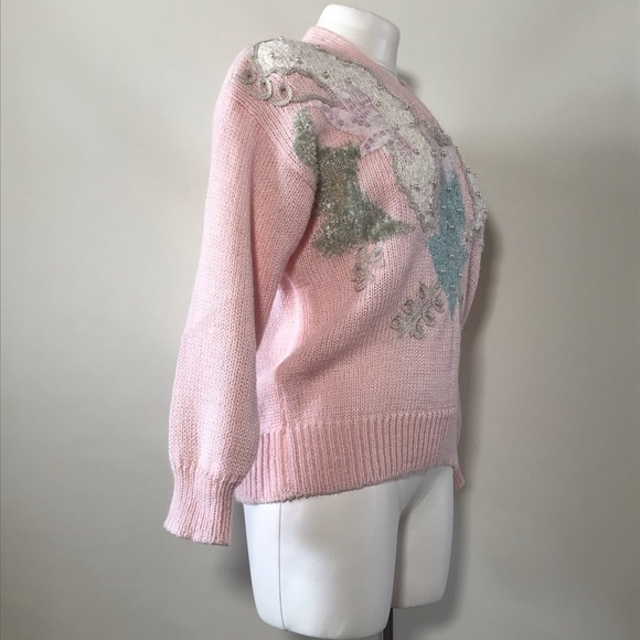 Vintage JACLYN SMITH Pastel Pink Blue Knit Sweater - Picture 4 of 6